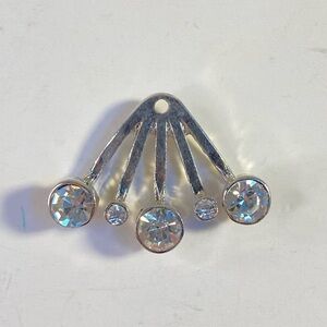 Silver Tone Rhinestone Fan Shaped Pendant